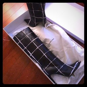 Balenciaga Window pane Knee boots
